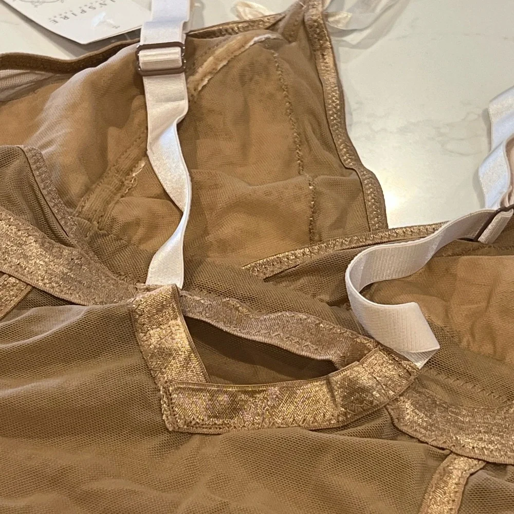 NWT Inspire Psyche Terry Tan and Pale Pink  Lace  Cami and Thong Set‎ - Picture 8 of 11